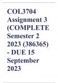 COL3704 Assignment 3 (COMPLETE) Semester 2 2023 (386365) - DUE 15 September 2023