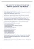 MRI REGISTRY TEST BANK WITH ACTUAL WRITTEN QUESTIONS AND ANSWERS