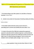   WGU C272 Foundational Perspectives of Education Exam  questions and answers Latest 2023 - 2024 100&percnt; correct answers
