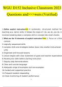 WGU D152 Inclusive Classroom  questions and answers Latest 2023 - 2024 100&percnt; correct answers