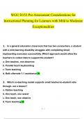 WGU D152 Pre-Assessment Considerations for Instructional Planning for Learners with Mild to Moderate Exceptionalities  questions and answers Latest 2023 - 2024 100&percnt; correct answers