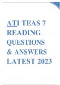 ATI TEAS 7 ENGLISH & LANGUAGE USAGE 100+ QUESTIONS AND 100% CORRECT ANSWERS 2023-2024