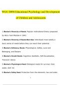 WGU D094 Educational Psychology and Development of Children and Adolescents  questions and answers Latest 2023 - 2024 100% correct answers
