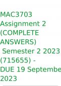 MAC3703 Assignment 2 (COMPLETE ANSWERS) Semester 2 2023 (715655) - DUE 19 September 2023