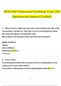 WGU D307 Educational Psychology Exam  questions and answers Latest 2023 - 2024 100% correct answers