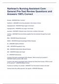 Hartman's Nursing Assistant Care: General Pre-Test Review Questions and Answers 100% Correct
