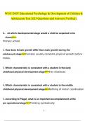 WGU D307 Educational Psychology & Development of Children & Adolescents Test 2023 Questions and Answers{Verified}