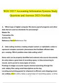 WGU D217 Accounting Information Systems Study  questions and answers Latest 2023 - 2024 100% correct answers