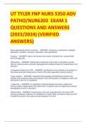 UT TYLER FNP NURS 5350 ADV  PATHO/NUR6203 EXAM 1  QUESTIONS AND ANSWERS  (2023/2024) (VERIFIED  ANSWERS)