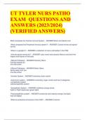 UT TYLER NURS PATHO  EXAM QUESTIONS AND  ANSWERS (2023/2024)  (VERIFIED ANSWERS)