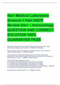 Harr Medical Laboratory  Science // Harr ASCP  Review Harr – Immunology QUESTION AND CORRECT  SOLUTION 100%  GUARANTEE PASS