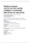 Medical Assistant /ACT/CVA/VET..WITH  CORRECT ANSWERS  100%PASS GUARANTEE