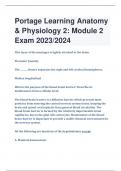 Portage Learning Anatomy  & Physiology 2: Module 2  Exam 2023/2024