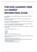 Portage Learning Chem  210 Newest  Biochem Final Exam
