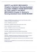 SAFETY and BODY MECHANICS Chapter 6, Hartman's Nursing Assistant Care-KEY TERMS & EXAM QUESTIONS for TEST, SAFETY and BODY MECHANICS Chapter 6, Hartman's Nursing Assistant Care: EXAM REVIEW
