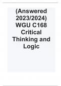 &lpar;Answered 2023&sol;2024&rpar;  WGU C168 Critical Thinking and Logic