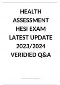 HEALTH ASSESSMENT HESI EXAM LATEST UPDATE 2023/2024 VERIDIED Q&A