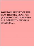 WGU D189 SURVEY OF THE PNW HISTORY EXAM / 60 QUESTIONS AND ANSWERS ALL CORRECT / 2023/2024 GRADED A+.