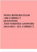 NEHA REHS EXAM /200 CORRECT QUESTIONS AND VERIFIED ANSWERS 2023/2024 / ALL CORRECT.