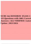 NURS 166 HONDROS EXAM 2 | 155 Questions with 100% Correct Answers | ALL VERIFIED | Latest Update | 2023/2024