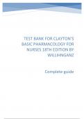 CLAYTON&rsquo;S BASIC PHARMACOLOGY FOR NURSES 18TH EDITION BY WILLIHNGANZ  TEST BANK  Complete guide