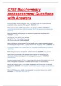 C785 Biochemistry preassessment Questions with Answers