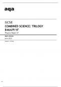 Aqa GCSE Combined Science &lpar;Trilogy&rpar; 8464-P-1F Mark Scheme June2023&period;