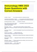 Immunology HMX 2023 Exam Questions with Correct Answers 