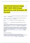 Combined Immunology HMX 2023-2024 Exam Questions and Answers All Correct 