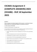 CIC2601 Assignment 3 (COMPLETE ANSWERS) 2023 (331686) - DUE 18 September 2023