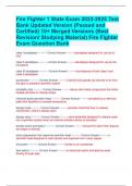 Fire Fighter 1 State Exam  Test Bank Updated Version