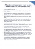 IT Fundamentals complete exam update latest questions and answers 2022 Updated