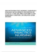 TEST BANK FOR ADVANCED PRACTICE NURSING&colon; ESSENTIALS FOR ROLE DEVELOPMENT 4TH EDITION BY LUCILLE A&period; JOEL RN&comma; PHD&comma; FAAN ISBN-13&colon; 978- 0-8036-6044-1 CHAPTER 1-30 UPDATED GUIDE 2023&sol;2024