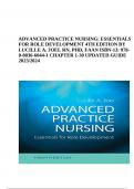 TEST BANK FOR ADVANCED PRACTICE NURSING: ESSENTIALS FOR ROLE DEVELOPMENT 4TH EDITION BY LUCILLE A. JOEL RN, PHD, FAAN ISBN-13: 978- 0-8036-6044-1 CHAPTER 1-30 UPDATED GUIDE 2023/2024