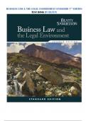 BUSINESS LAW & THE LEGAL ENVIRONMENT STANDARD 7TH EDITION BY BEATTY TEST BANK &vert; Q&A &lpar;SCORED A&plus;&rpar; &vert; BEST VERSION