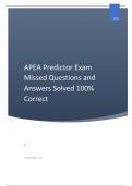 APEA Predictor Exam Missed Questions and Answers Solved 100% Correct