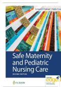 SAFE MATERNITY & PEDIATRIC NURSING CARE 2ND EDITION BY LUANNE LINNARD PALMER TEST BANK - QUESTIONS & ANSWERS (GRADED A+) BEST UPDATE