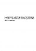 RASMUSSEN MENTAL HEALTH NURSING EXAM 3 Questions and Answers | Latest 2023- 2024 Graded A+