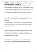 DOT EXAM Questions and Answers &lpar;Verified Answers&rpar; Latest Update 2023 GRADED A&plus;