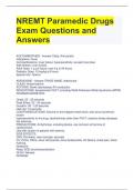 NREMT Paramedic Drugs Exam Questions and Answers 