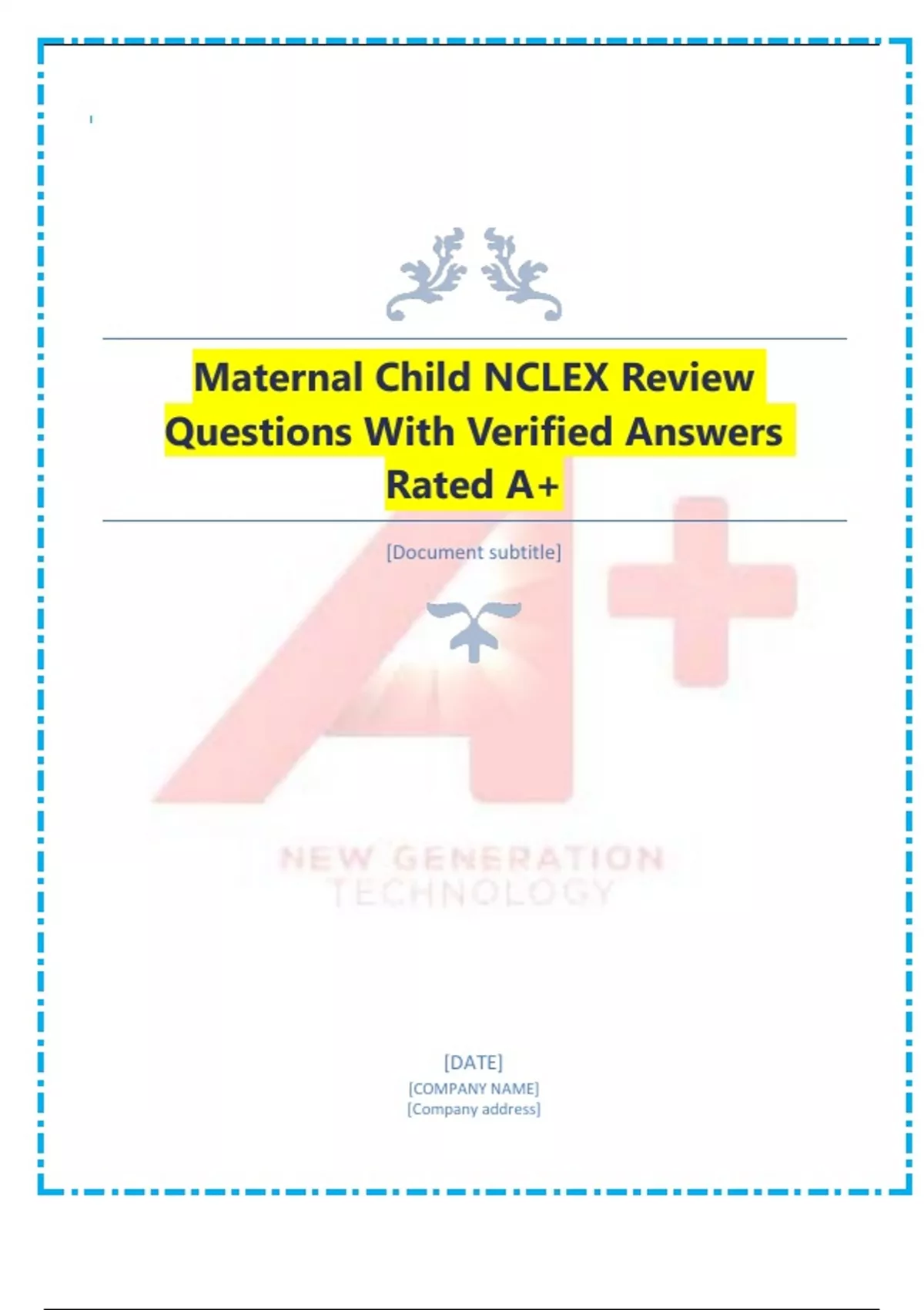 Maternal Child NCLEX Review Questions With Verified Answers Rated A+