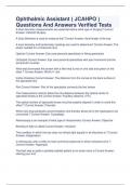 Ophthalmic Assistant &lpar; JCAHPO &rpar; Questions And Answers Verified Tests