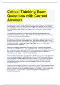 Critical Thinking Exam Questions with Correct Answers 