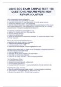 ACHE BOG EXAM SAMPLE TEST -100 QUESTIONS AND ANSWERS NEW REVIEW SOLUTION
