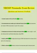 NREMT Paramedic Exam Review Questions and Answers (2023 - 2024) (Verified by Expert)