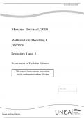 Exam (elaborations) Quantitative Modelling I (DSC1520) Third Year Monetary Economics for Unisa