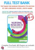 Test bank For Nursing Research 9th Edition by Geri LoBiondo-Wood, Judith Haber | 20182019 | 9780323431316 | Chapter 1-21 | Complete Questions and Answers A+