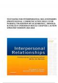 TEST BANK FOR INTERPERSONAL RELATIONSHIPS (PROFESSIONAL COMMUNICATION SKILLS FOR NURSES) 7TH EDITION BY ELIZABETH C. ARNOLD; KATHLEEN UNDERMAN BOGGS CHAPTER 1-26 NEW UPDATED VERSION 2023-2024