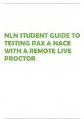 NLN STUDENT GUIDE TO  TESTING PAX & NACE  WITH A REMOTE LIVE  PROCTOR