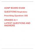 AGNP BOARD EXAM QUESTIONS Respiratory Prescribing (Questions 100)  GRADED A++ LATEST QUESTIONS AND ANSWERS  
